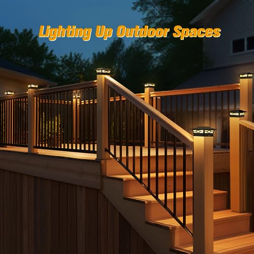 JOFIOS Solar Post Cap Lights Outdoor 12pack, Waterproof Solar Powered Deck Fence Post Lights for 4x4 Wood/Vinyl Posts, Solar Outdoor LED Light with Cool/Warm Lighting Decorate Garden Patio Porch…
