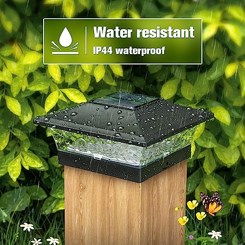 VOLISUN Solar Post Cap Lights Outdoor 4x4/6x6 Wooden/Vinyl Fence Post Cap Lights Solar Deck Post Lights Patio Garden,Warm White 2 Lighting Modes Waterproof,ABS Shell Lens Black (12 Pack)