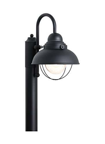 Sea Gull Lighting One-Light Outdoor Post Lantern Outside Fixture, Full Size, Black