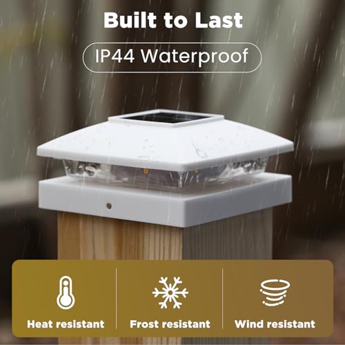 Solar Post Cap Lights Outdoor 16pack, White Waterproof Solar Powered Deck Fence Post Lights Fit 4x4 Wood/Vinyl Posts, Bright Warm White Solar Post Lights Decorate Deck, Patio, Porch, Fence
