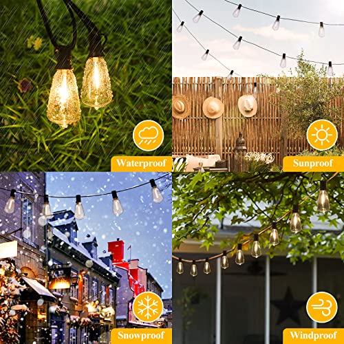 Brightever LED Outdoor String Lights 100FT Patio Lights with 52 Shatterproof ST38 Vintage Edison Bulbs, Outside Hanging Lights Waterproof for Porch, Deck, Garden, Backyard, Balcony, 2700K Dimmable