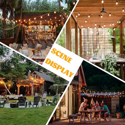 Oviviam 100FT LED Outdoor String Lights, Patio Deck Lights with 50+4 Shatterproof ST38 Edison Bulbs, Dimmable Warm White Waterproof Outside Hanging Lights Connectable for Yard Backyard Porch Garden
