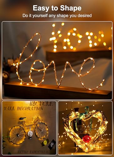 33Ft 100 LED Outdoor String Lights, Warm White Fairy Lights Battery Operated with Remote, Waterproof Twinkle Lights for Bedroom Dorm Patio Tapestry Backyard Garden Party Indoor Christmas Decoration