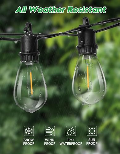 TDLOL 100FT Outdoor String Lights Waterproof, Outdoor Lights with S14 Shatterproof Bulbs, Connectable Hanging Patio Lights, IP55 Commercial Grade LED Outdoor String Lights for Outside, Patio, Bistro