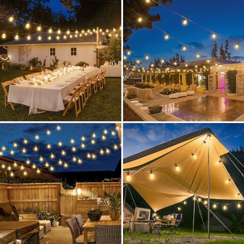 Outdoor String Lights Dimmable with Remote - 70FT Patio Hanging Lights with IP65 Waterproof & Shatterproof LED Edison Bulbs, 3 Modes 2 Timer Outside Lighting for Garden Porch Yard Gazebo Balcony