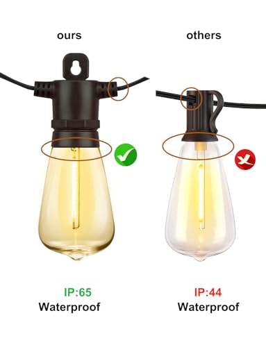 SUFEIMAS LED Outdoor String Lights Waterproof - New Mode 50FT Patio Lights 15+2 Vintage Shatterproof Plastic Bulbs,IP65 Edison String Lights for Outside Backyard Balcony Bistro Cafe Garden
