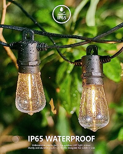SUFEIMAS LED Outdoor String Lights Waterproof - New Mode 50FT Patio Lights 15+2 Vintage Shatterproof Plastic Bulbs,IP65 Edison String Lights for Outside Backyard Balcony Bistro Cafe Garden