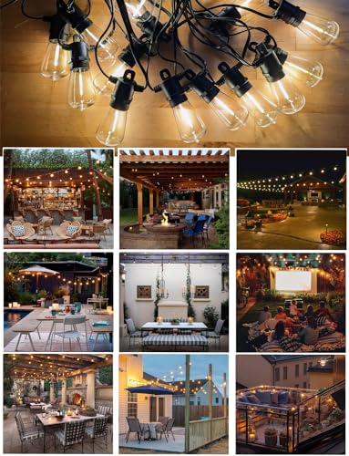 SUFEIMAS LED Outdoor String Lights Waterproof - New Mode 50FT Patio Lights 15+2 Vintage Shatterproof Plastic Bulbs,IP65 Edison String Lights for Outside Backyard Balcony Bistro Cafe Garden