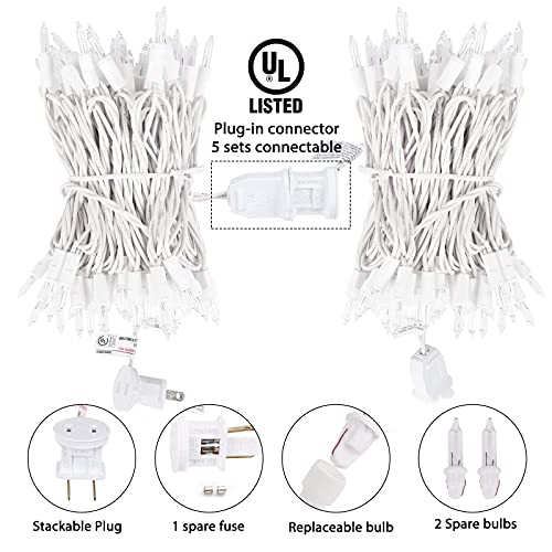 Minetom Clear Christmas Lights Set 100 Count 25 Feet Incandescent Bulb Mini String Lights for Indoor Christmas Tree Garland Birthday Wedding Party Festival Decoration, White Wire