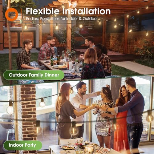 addlon 104FT(98+6) Solar String Lights Outdoor Waterproof with Remote, G40 Solar Powered String Lights with 54 LED Shatterproof Bulbs, 3 Light Modes, Dimmable Solar Lights for Outside Backyard Party