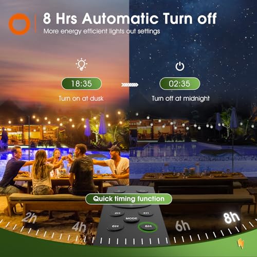addlon 104FT(98+6) Solar String Lights Outdoor Waterproof with Remote, G40 Solar Powered String Lights with 54 LED Shatterproof Bulbs, 3 Light Modes, Dimmable Solar Lights for Outside Backyard Party
