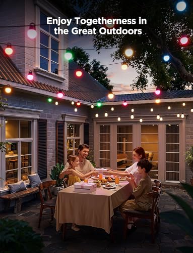 Govee Smart Outdoor String Lights, RGBIC Warm White 96ft (2 Ropes of 48ft) Father's Day LED Bulbs, WiFi Patio Lights Work with Alexa, APP Control, IP65 Waterproof, Dimmable for Balcony, Backyard