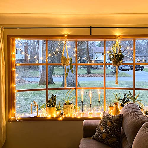 JMEXSUSS Warm White String Lights Indoor, 8 Modes Plug in Twinkle Fairy Lights for Bedroom, 33ft 100LED Christmas Lights Outdoor Waterproof Clear Wire