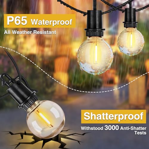 ZJOJO 60FT Outdoor String Lights, G40 Globe Outdoor Lights with 30 Shatterproof LED Bulbs (2 Spare), 2700K Hanging Waterproof Patio Light, Connectable String Lights for Outside Backyard Porch Party