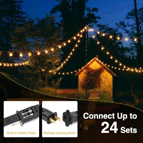 ZJOJO 60FT Outdoor String Lights, G40 Globe Outdoor Lights with 30 Shatterproof LED Bulbs (2 Spare), 2700K Hanging Waterproof Patio Light, Connectable String Lights for Outside Backyard Porch Party