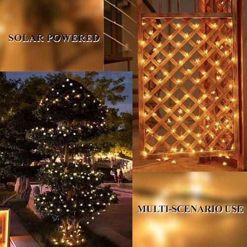Solar String Lights for Outside，50 LED Solar Flower String Lights Outdoor Waterproof，Solar Powered Outdoor Decorative String Lights for Yard, Lawn, Fence, Flower Garden, Christmas Tree