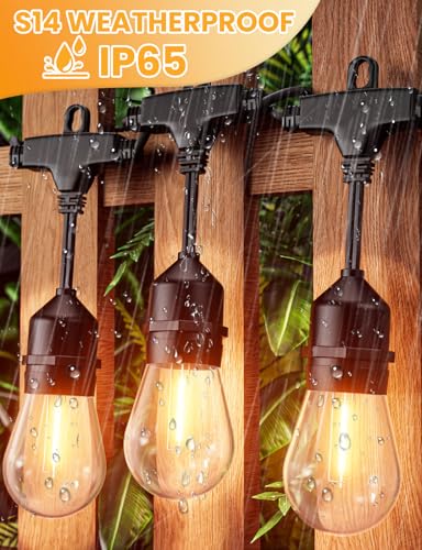 Svater Outdoor String Lights 150FT, E26 Socket, 48pcs S14 Shatterpoof Bulbs, 1 Watt Dimmable 2700K Warm White, IP65 Waterproof Commercial Grade Patio Lights（3 Pack X 50FT）