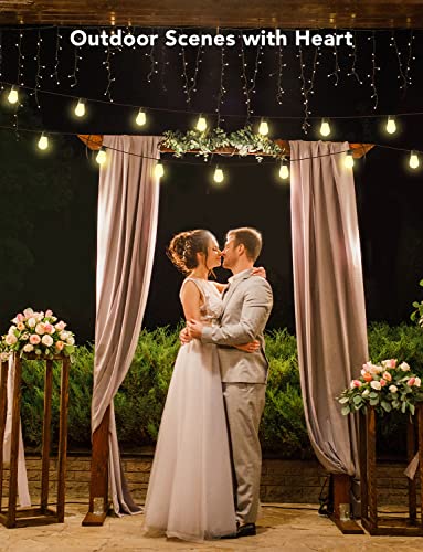 Govee Outdoor String Lights, 96ft Smart Outdoor String Lights with 30 Dimmable Warm White LED Bulbs, 2 Ropes of 48ft IP65 Waterproof Shatterproof Patio Lights for Father's Day, 70lm per Bulb