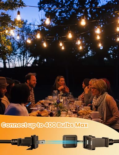 Svater Outdoor String Lights 150FT, E26 Socket, 48pcs S14 Shatterpoof Bulbs, 1 Watt Dimmable 2700K Warm White, IP65 Waterproof Commercial Grade Patio Lights（3 Pack X 50FT）