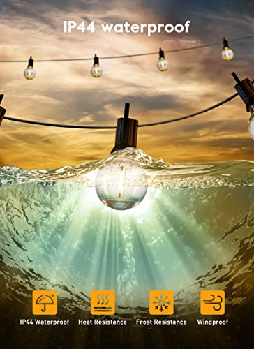 Brightown Outdoor String Lights with Remote, 38Ft(28+10) Patio Lights Outdoor Waterproof, String Lights for Outside with 15 Shatterproof LED Bulbs, Hanging Lights for Porch Balcony Bistro Cafe