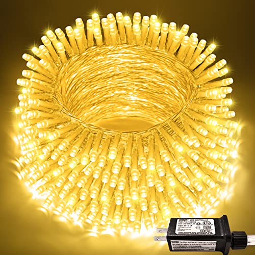 JMEXSUSS 66ft 200 LED Christmas String Lights Indoor Outdoor Waterproof, Warm White Christmas Lights Clear Wire, 8 Modes Twinkle Lights Plug in for Tree Bedroom Wedding Classroom Christmas Decorations