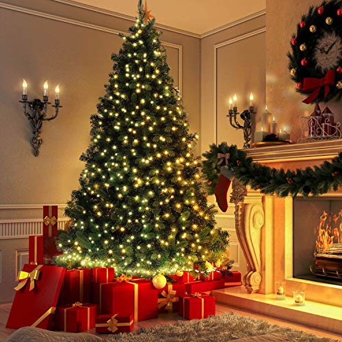 JMEXSUSS 168FT 600 LED Christmas Lights Outdoor Waterproof 8 Modes Indoor Christmas String Lights Warm White Christmas Tree Lights Plug in for Room Bedroom Wedding Party Holiday Decorations.