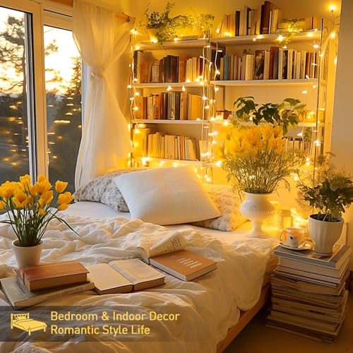 JMEXSUSS 66ft 200 LED Christmas String Lights Indoor Outdoor Waterproof, Warm White Christmas Lights Clear Wire, 8 Modes Twinkle Lights Plug in for Tree Bedroom Wedding Classroom Christmas Decorations