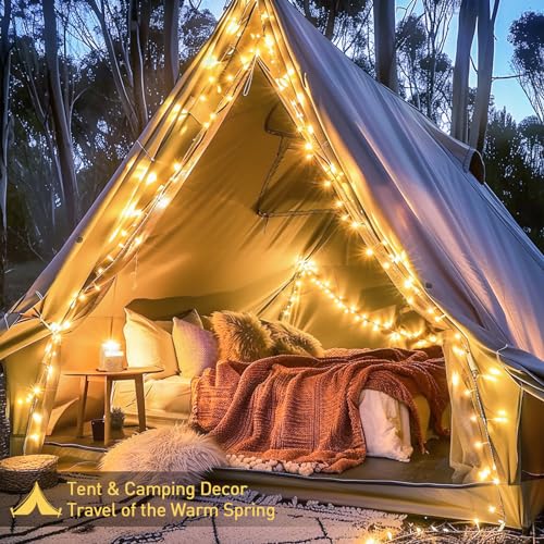 JMEXSUSS 66ft 200 LED Christmas String Lights Indoor Outdoor Waterproof, Warm White Christmas Lights Clear Wire, 8 Modes Twinkle Lights Plug in for Tree Bedroom Wedding Classroom Christmas Decorations