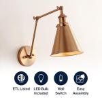 Farmhouse Industrial Adjustable Arm Metal LED Wall Light