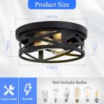 Black Flush Mount Ceiling Light, 2-Light Fixture (2 Pack)