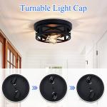Black Flush Mount Ceiling Light, 2-Light Fixture (2 Pack)