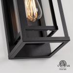 mirrea 14" Dusk to Dawn Outdoor Wall Sconce 1 Light in Matte Black Rectangular Metal Frame and Clear Glass Shade Waterproof Porch Light Patio Light Pack of 2