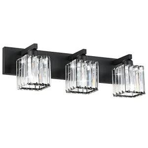 Aipsun Black Crystal 3-Light Modern Bathroom Vanity Fixture