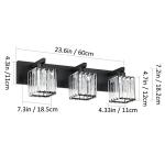 Aipsun Black Crystal 3-Light Modern Bathroom Vanity Fixture