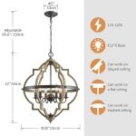 Rustic Globe Chandelier for Dining Room, Adjustable Chain