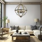 Rustic Globe Chandelier for Dining Room, Adjustable Chain