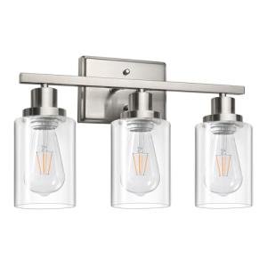 Ascher Bathroom Vanity 3-Light Wall Sconces, Clear Glass