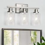 Ascher Bathroom Vanity 3-Light Wall Sconces, Clear Glass