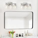 Ascher Bathroom Vanity 3-Light Wall Sconces, Clear Glass