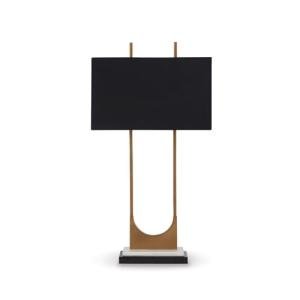 Signature Design by Ashley Malana 33" Contemporary Metal Table Lamp with Marble Base, Black & Brass