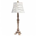 Elegant Designs LT3301-CRM Antique Style Buffet Table Lamp with Cream Ruched Shade, Antique/Cream
