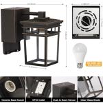 Porch Light with GFCI Outlet Built in, Dusk to Dawn Outdoor Light with Outlet, Waterproof Anti-Rust Alunmium Exterior Light Fixture Wall Mount Outside Light for House Garage Front Door, Bulb Included