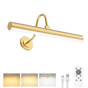 Battery Operated Wireless Picture Light with Remote Gold