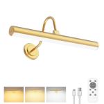 Battery Operated Wireless Picture Light with Remote Gold