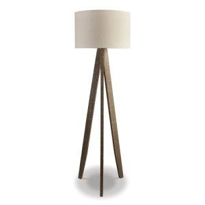 Signature Design by Ashley Dallson Casual 71" Wood Floor Lamp with Tripod Stand, Light Brown & Cream