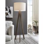 Signature Design by Ashley Dallson Casual 71" Wood Floor Lamp with Tripod Stand, Light Brown & Cream