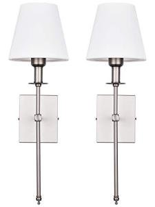 Pauwer Set of 2 White Fabric Shade Sconces