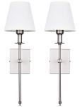 Pauwer Set of 2 White Fabric Shade Sconces