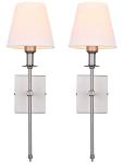 Pauwer Set of 2 White Fabric Shade Sconces