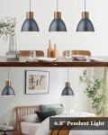 Blue Industrial Pendant Lights for Kitchen Island, Solid Wood
